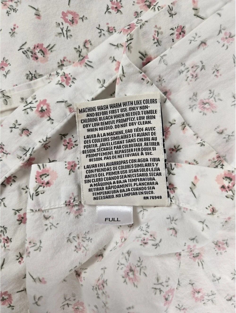 Laura Ashley Pink Flower Flat Sheet Full